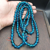 Vintage glass beads Aqua Blue fancy Beads 10.5MM-11MM Strand