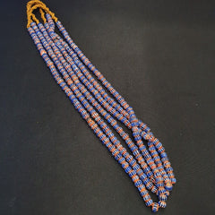 Vintage Venetian Trade Style beads Old multi Glass Chevron Beads Strand 9mm