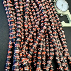 Vintage Venetian Style beads Old African black Chevron Beads 9-9.5mm Long Strand