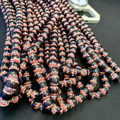 Vintage Venetian Style beads Old African black Chevron Beads 9-9.5mm Long Strand