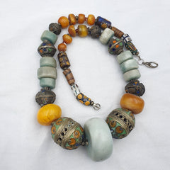 Moroccan Berber Necklace Handcrafted Amber Vintage Jewelry African Necklace