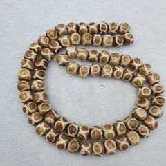 Old Tibetan Chinese Carved Necklace Tribal Decorated Beads 12mm Beaded Strand