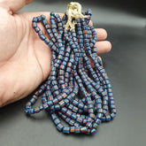 Lot 5 Strands Vintage OLD AFRICAN Multicolor Stripes GLASS BEADS 6.5MM necklace