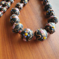 VINTAGE BEAUTIFUL MURANOI ART Fancy 13MM Aventurine GLASS BEADS Strand