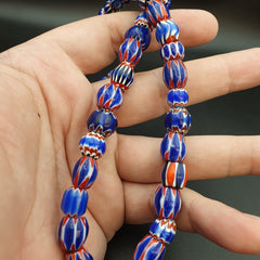 Tiny Blue Chevrons venetian Beads African Necklace 8-10mm