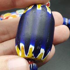 Vintage Venetian Style Trade beads Old African Glass Chevron Beads Long Strand