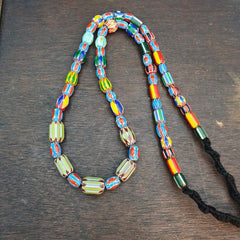 Vintage Chevron Beads Venetian Style Glass Beads 9-15mm Long Strand