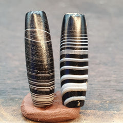 Lot 2 Himalayan Indo Tibetan Agate bead Suleimany Lines Pattern Agate BD#21