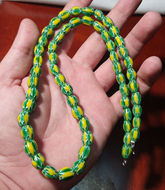 Venetian Inspired Glass Beads melon Chevron Beads Necklace #114