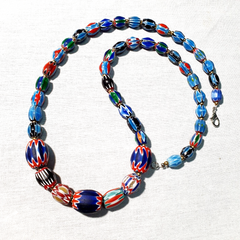 Venetian Inspired Glass Beads collection Multicolor Chevron Beads Necklace #110