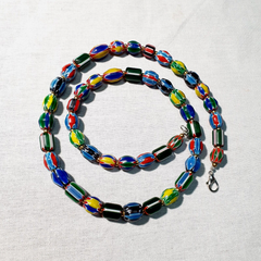Venetian Inspired Glass Beads collection Multicolor Chevron Beads Necklace #111