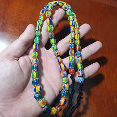 Venetian Inspired Glass Beads melon Chevron Beads Necklace #115