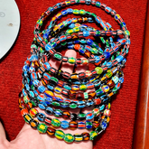 LOT 5 Strands Venetian Inspired Glass Multicolor Chevron Beads Necklaces
