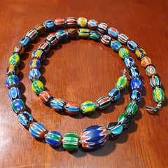 Venetian Inspired Glass Beads Multicolor Chevron Beads Necklace #108