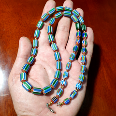 Venetian Inspired Glass Beads Multicolor Chevron Beads Necklace #109