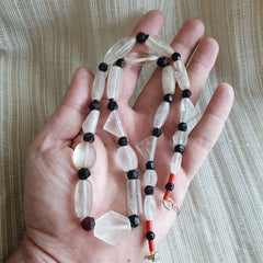 Vintage Crystal old beads Himalayan Crystal and Old Black Glass Beads Necklace