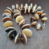 VERY RARE COLLECTION ANCIENT AGATE STONE 1 Line DISC India Himalia Beads Necklac