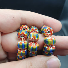 Lot 3 Strands Vintage OLD Glass Chevron Fancy GLASS BEADS Beaded NECKLACE