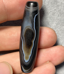 Rare Crystal in Agate Old Himalayan Indo Tibetan Nepal Antique Dzi Bead B#360