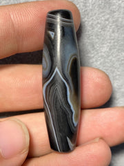 Rare Crystal in Agate Old Himalayan Indo Tibetan Nepal Antique Dzi Bead B#360