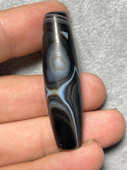 Rare Crystal in Agate Old Himalayan Indo Tibetan Nepal Antique Dzi Bead B#360