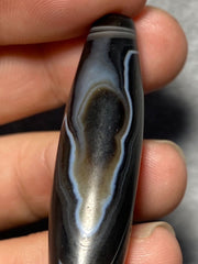 Rare Crystal in Agate Old Himalayan Indo Tibetan Nepal Antique Dzi Bead B#360