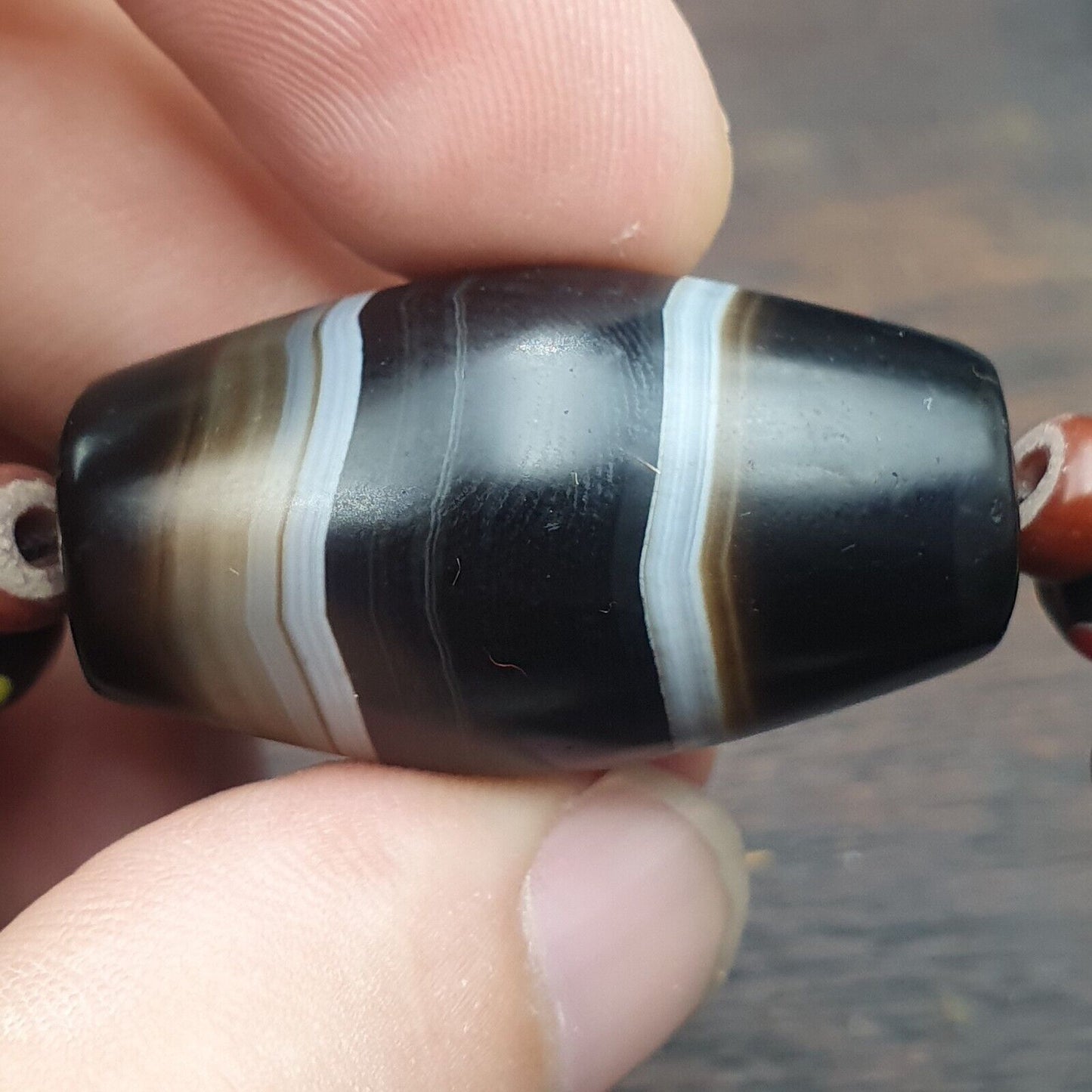 古代喜馬拉雅印度藏紅玉髓瑪瑙蘇里瑪尼珠項鍊馬拉