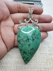 Big Men's Sterling Silver Blue greenish Turquoise Necklace Pendants 71.9 Grams