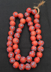 Vintage Flower RED Glass Beads Mura Beaded Necklace Strand VTG