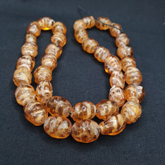 Vintage glass beads Honey Amber fancy Glass trade Beads Strand