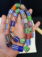 Vintage Venetian Trade beads African Glass Chevron Beads Long Strand 35 BEADS