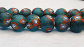 Vintage Antique Green RED Eyes African trade Glass Beads Necklace