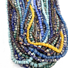 Lot 20 Strands BEAUTIFUL OLD AFRICAN Blue GLASS BEADS Vintage Strands necklaces