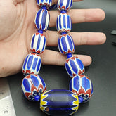 vintage Chevron beads Old African multicolor Glass Beads Long Strand 28-19mm