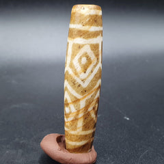 Vintage South Asian Burmese Old pyu tribal Pumtek petrified Wood Stone Bead