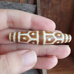 Vintage South Asian Burmese Old pyu Pumtek petrified Wood Stone Bead 67mm