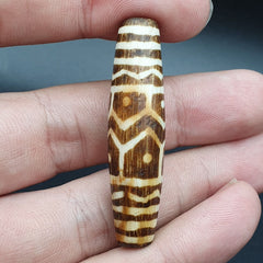 Vintage Asian Burmese Old Pumtek pyu petrified Wood Stone bead
