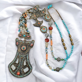Tibetan Nepalese Necklace Handcrafted Turquoise coral Vintage Jewelry Necklace