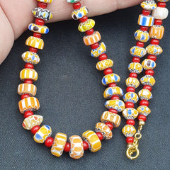 Tiny Chevrons and White Heart Venetian Trade Beads African COLLECTION Necklace