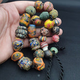 Lot 23 beads Ancient Roman to Early Islamic Mosaic Glass Gabri Beads Necklace.
