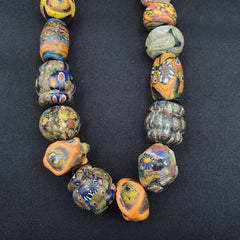 Lot 23 beads Ancient Roman to Early Islamic Mosaic Glass Gabri Beads Necklace.