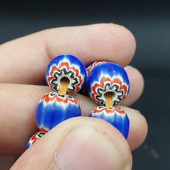 Vintage blue chevron African Glass beads Necklace