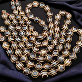 RARE OLD PUMTEK BEAD NECKLACE ANCIENT PYU, 2 Eyes PUMTEKS Beads 16.5-17.5mm