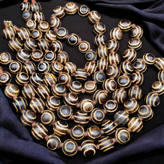 RARE OLD PUMTEK BEAD NECKLACE ANCIENT PYU, 2 Eyes PUMTEKS Beads 16.5-17.5mm