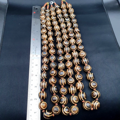 RARE OLD PUMTEK BEAD NECKLACE ANCIENT PYU, 2 Eyes PUMTEKS Beads 16.5-17.5mm