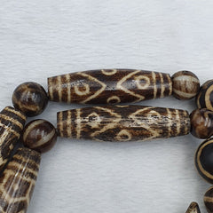 RARE Very Old PUMTEK BEADS Necklace Palmwood Great Patterns Necklace NC22