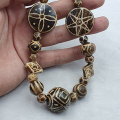 RARE Very Unique Old PUMTEK BEADS Necklace Great Patterns Necklace NC47