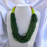 Vintage Tiny Green Afghan Glass Beads Afghanistan Tribal Jewelry Necklace