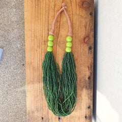 Vintage Tiny Green Afghan Glass Beads Afghanistan Tribal Jewelry Necklace