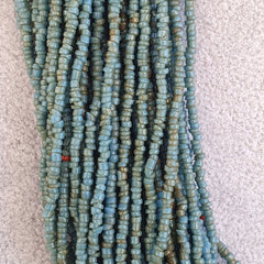 Vintage Tiny Turquoise Blue Seed Glass Beads with Coin Tribal Jewelry Necklace